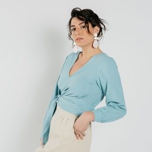 EMLEE Designs Thea Top in Sky Blue, Size Small